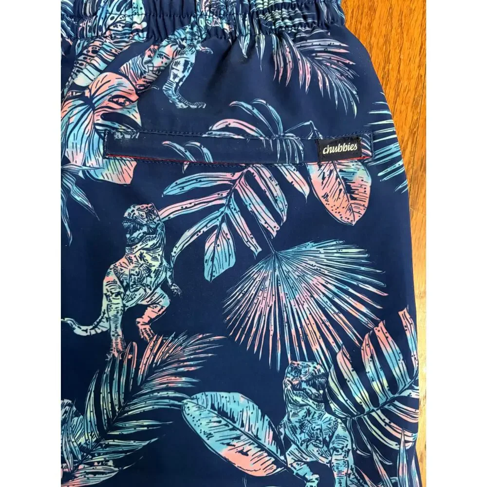 Chubbies Palm Dinosaur Blue Men's‎ Small Swim Suit 5.5